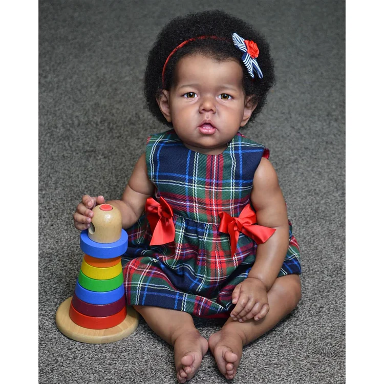  [NEW!] 20'' Lifelike Soft Touch Silicone Vinyl Reborn Baby Doll Girl African American Girl Black Baby Named Elsie By Reborndollsshop® - Reborndollsshop®-Reborndollsshop®