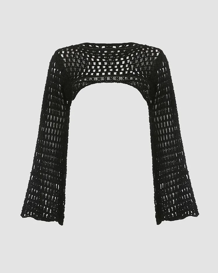 LIMITED COLLECTION Plus Size Black Ultra Cropped Crochet Knit Arm Warmer
