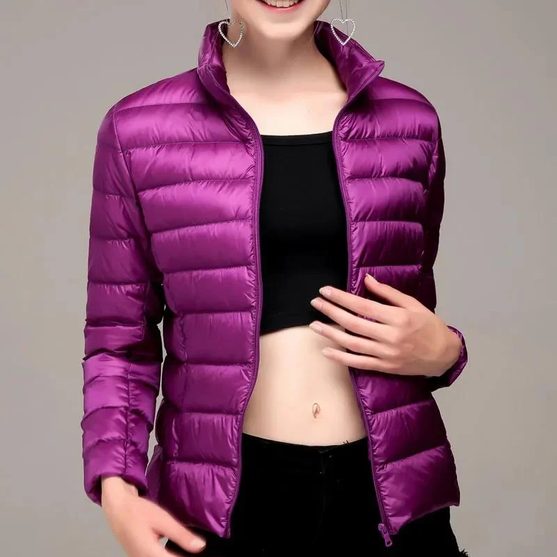 Womens Lightweight Coat Multicolor Shirt Top Collar Down Jacket