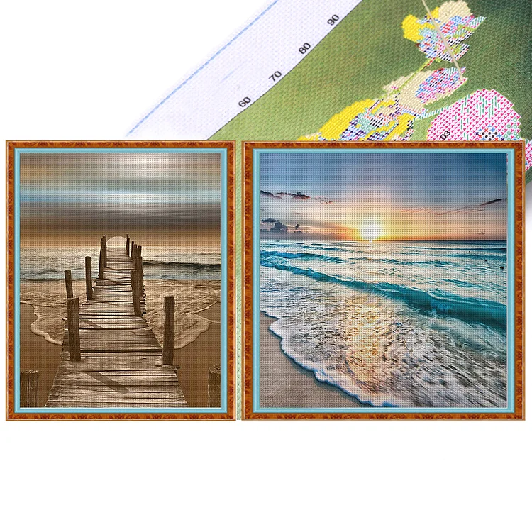 『YiShu』Seaside - 11CT Stamped Eco-Friendly Cotton Thread Cross Stitch(40*40/36*46cm)