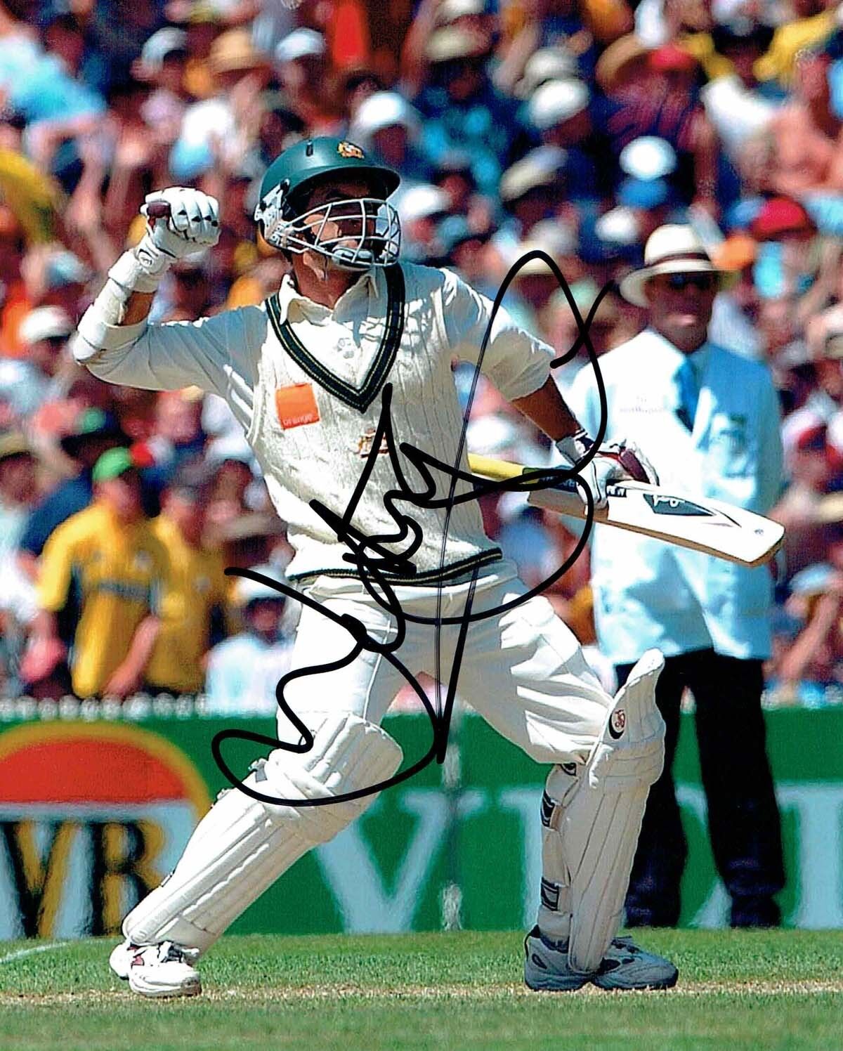 Justin LANGER Signed Autograph 10x8 Photo Poster painting AFTAL COA Australia CRICKET