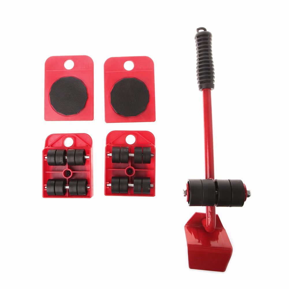 

4 Wheeled Mover Roller+1 Wheel Bar Furniture Transport Lifter Hand Tool Set, Red, 501 Original