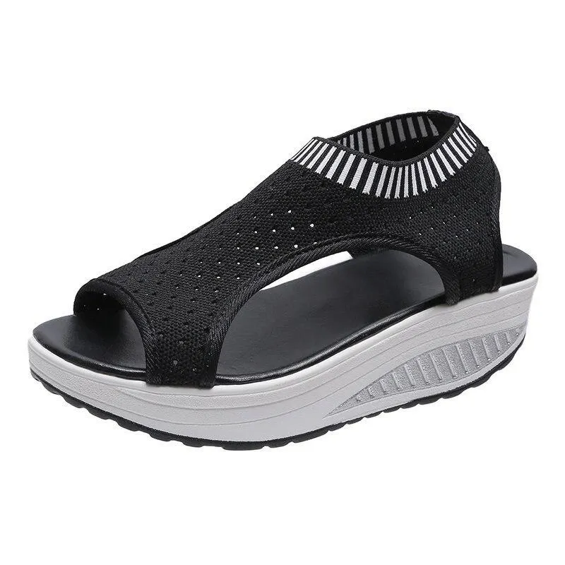 Gladiator Sandalias Mujer 2021 Female Wedge Heels Shoes Women Summer Comfortable Sandals Slip-on Flat Sandals Platform Sandalias