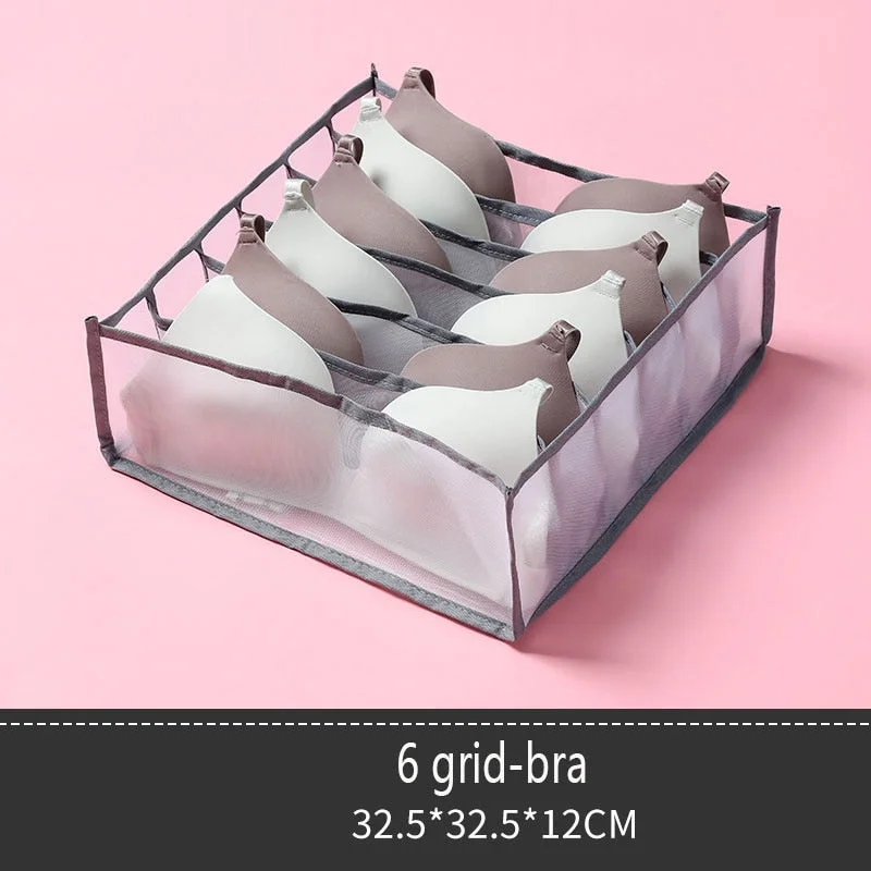 Dormitory closet organizer for socks home separated underwear storage box 7  grids bra organizer foldable drawer