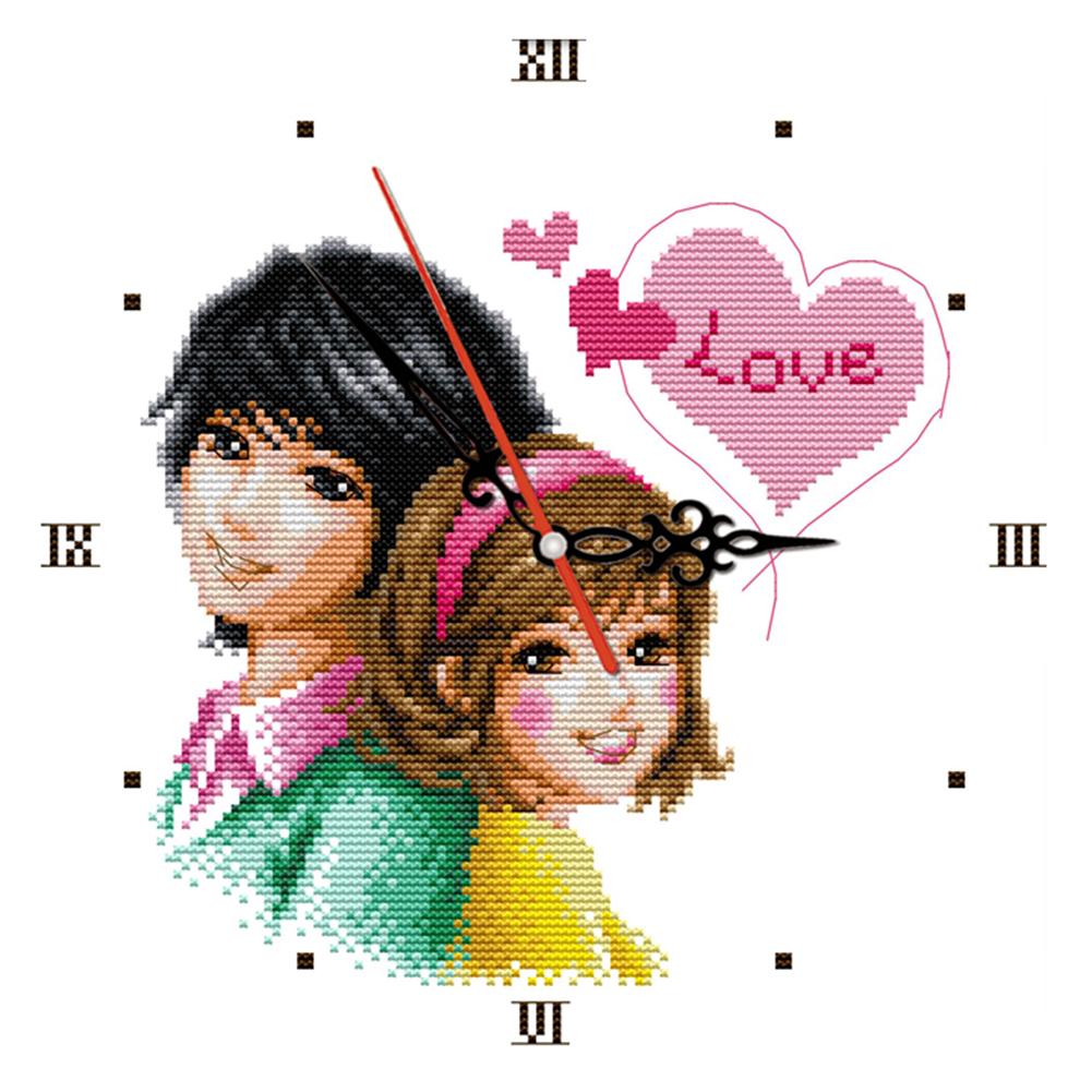 

Couple Clock - 14CT Stamped Cross Stitch - 30*30cm, 501 Original