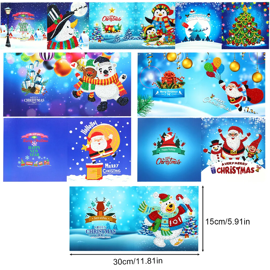 8PCS Winter Animals DIY Diamond Painting Greeting Card Kits with Envelopes Diamond Art Greeting Cards Diamond Art Cards Kits for Adults DIY Crafts Family Friend Gifts