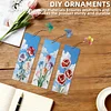 3Pcs DIY Pearl Painting Flowers Bookmark with Butterfly Pendant Home Office Supplies Gift for Book Lovers