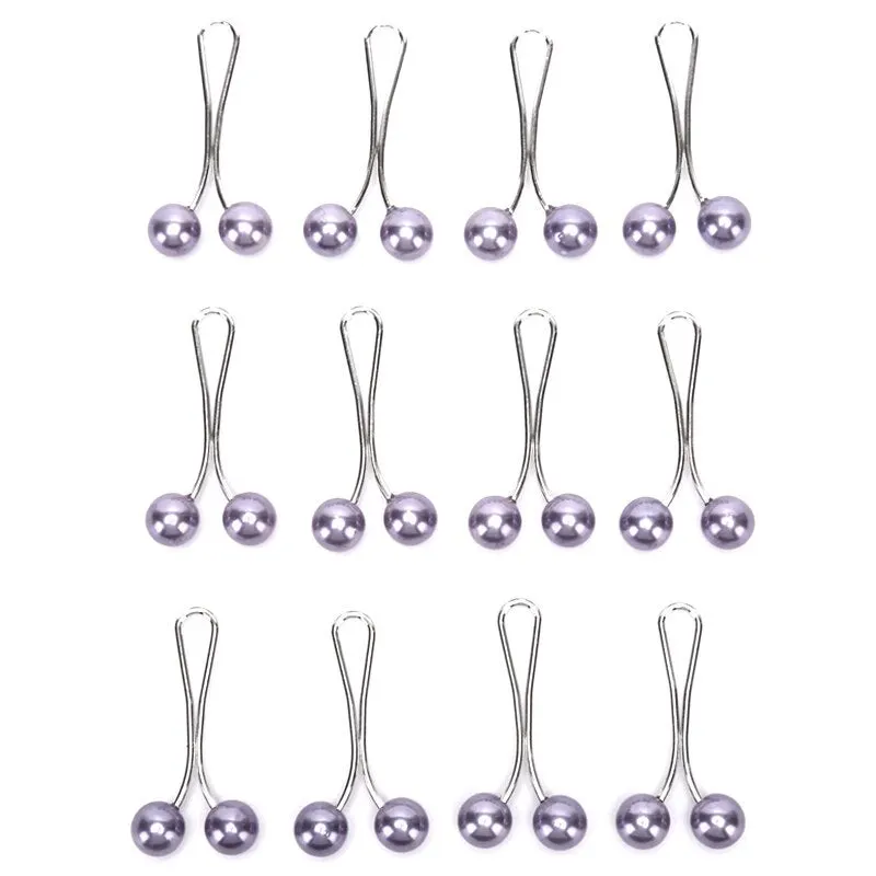 12pcs Lady Muslim Scarf Hijab Clips Pearl Scarf Brooch Pin Shawl Scarf Head Scarf Holder