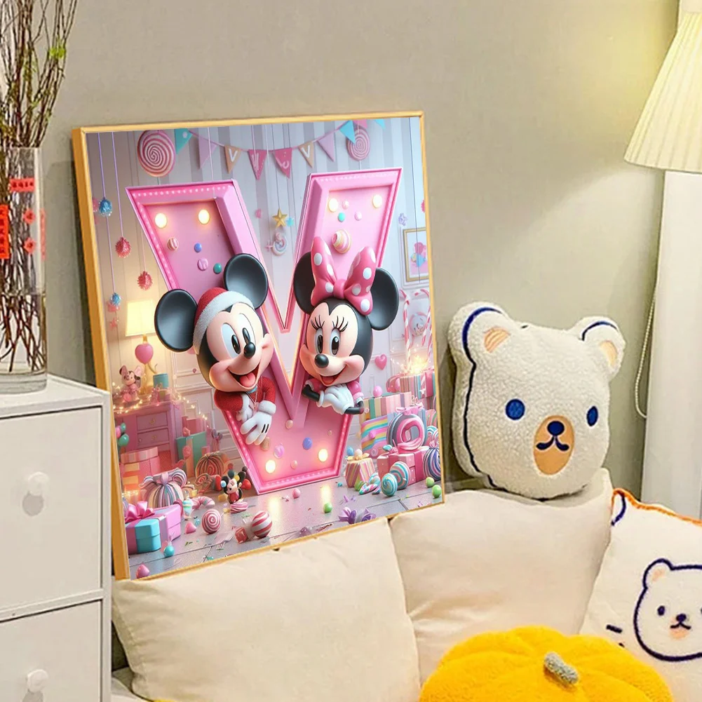 Full Round Diamond Painting 40*40cm - Disney Mickey Minnie Alphabet