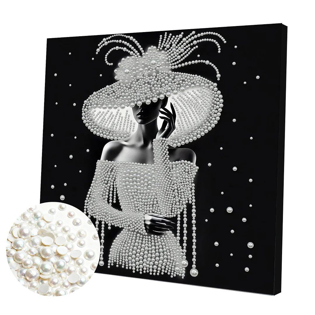 Elegant Lady - DIY Pearl Diamond Art Kit With Frame 30*30cm