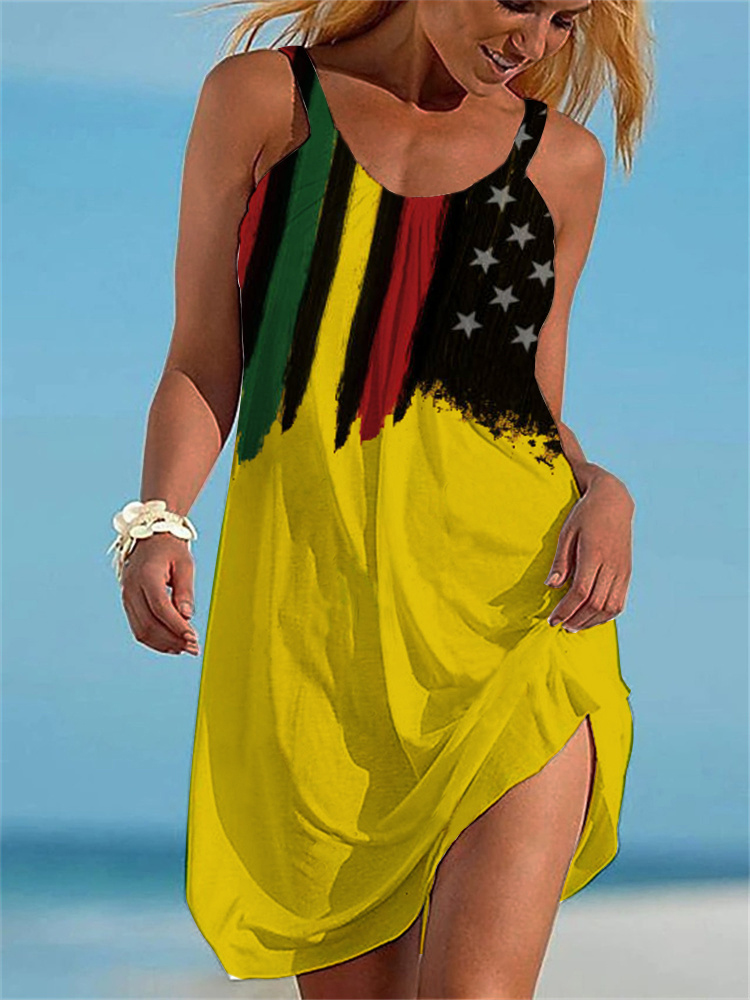 Juneteenth Flag Flowy Comfy Dress wearshes