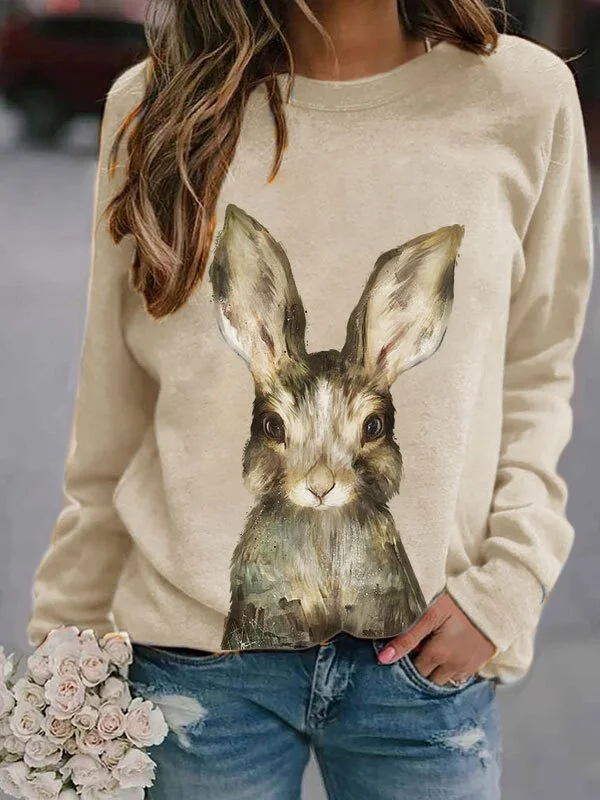 Women's Easter Bunny Print Sweatshirt