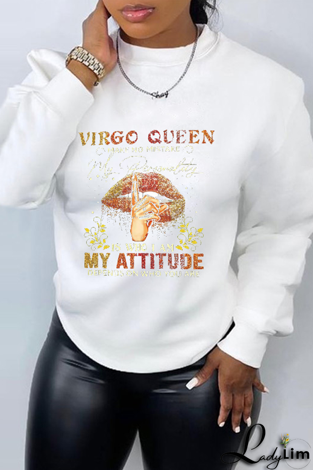 White Fashion Street Print Patchwork Letter O Neck Tops