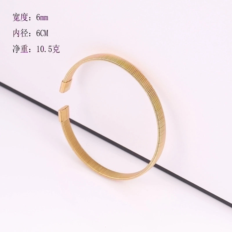 Casual Minimalist Solid Color Stainless Steel Plating Bangle