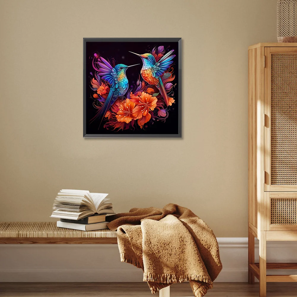 Diamond Painting - Full Round Drill - Hummingbird Flower(Canvas|30*30cm)