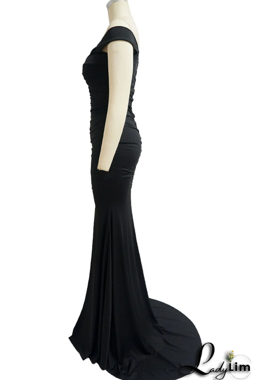 Burgundy Elegant Solid Patchwork Slit Fold V Neck Evening Dress Dresses