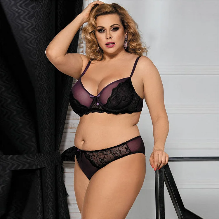Sexy Lingerie Plus Size Ladies Sexy Lace Pajamas Three-point