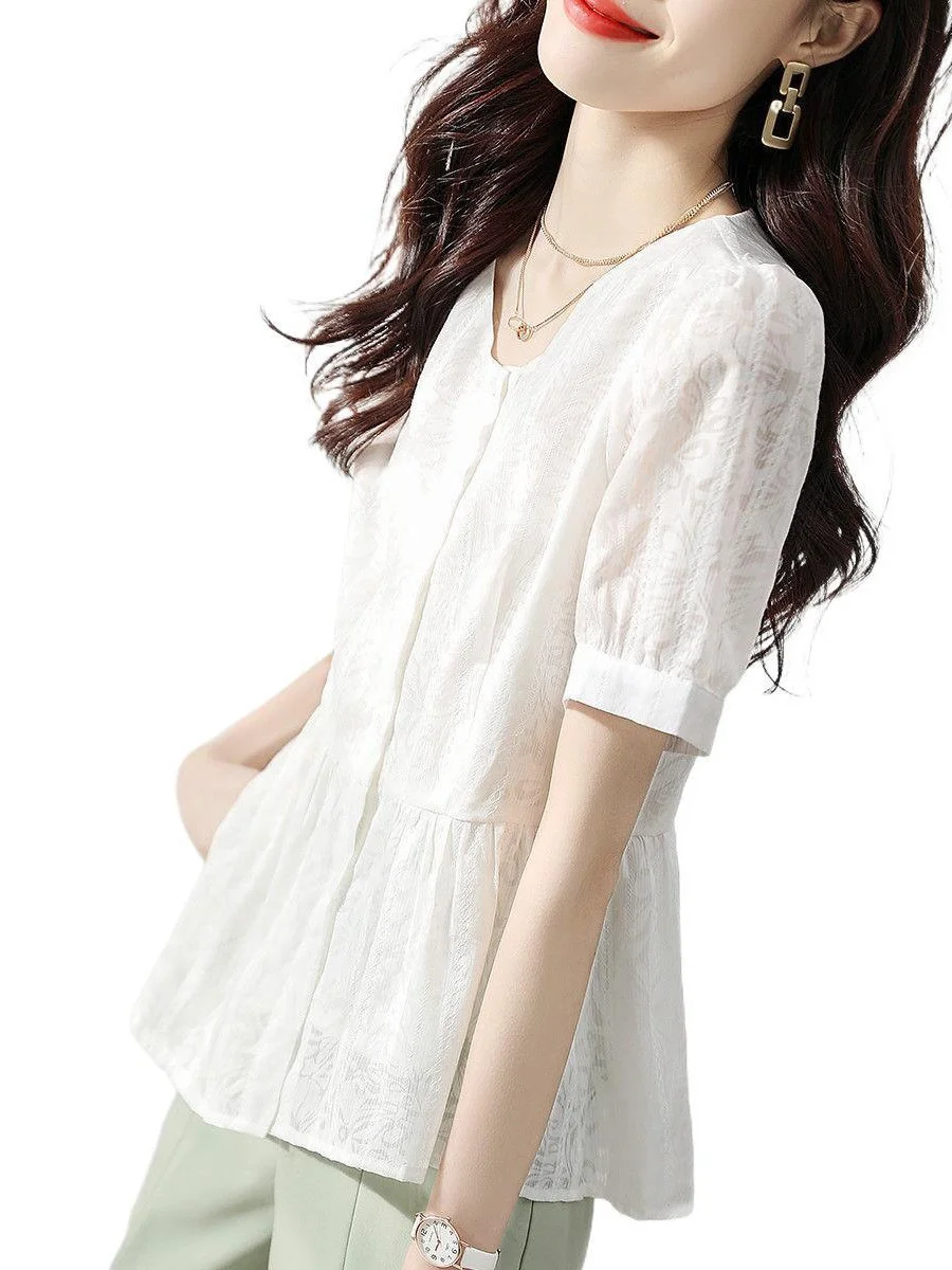 Athvotar Athvotar Doll-Shirt Temperament Commuting Style Exquisite And Intellectual 2025 Summer Commuting Fashion Casual Loose Korean Version Of Shirt