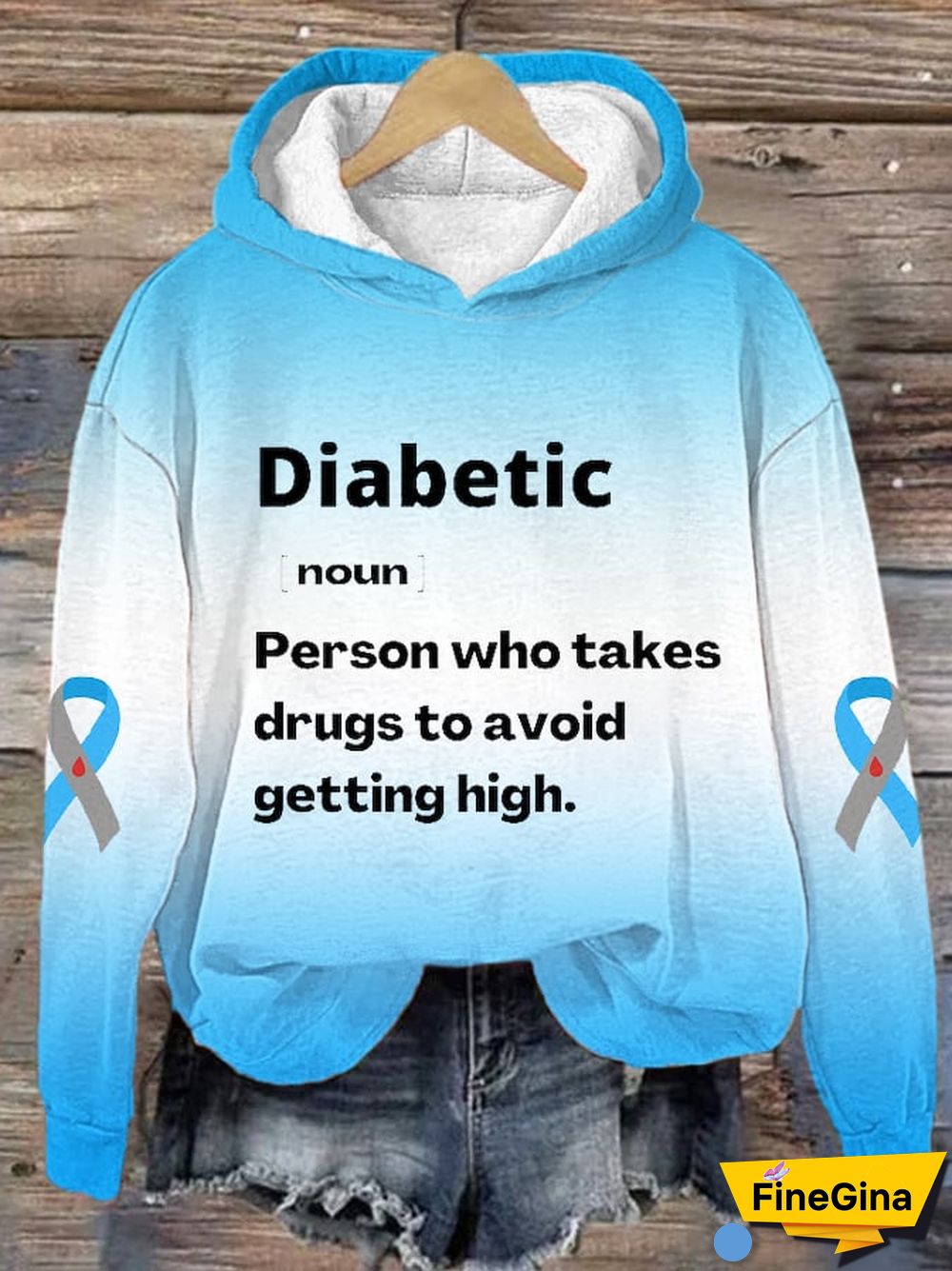 Women's Funny Diabetes Printed Hoodie