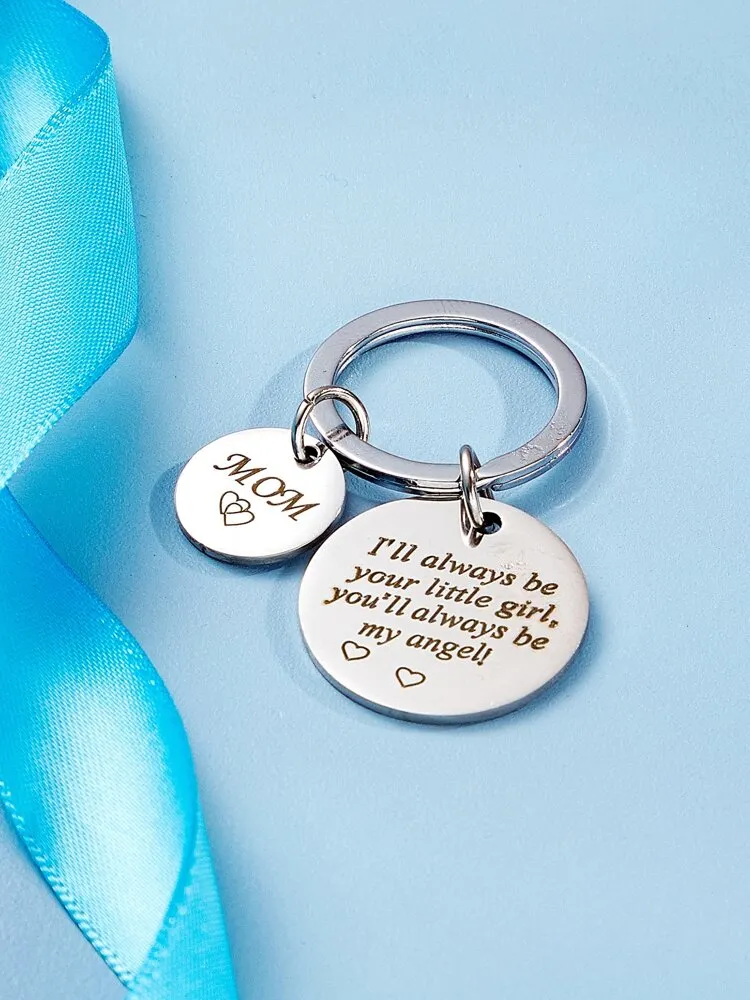 Slogan Design Round Charm Keychain