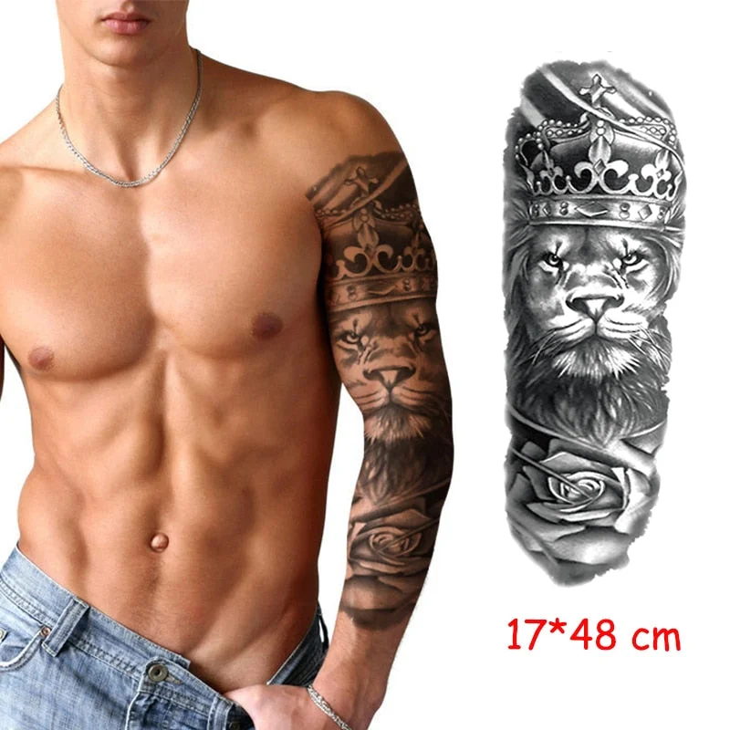 Waterproof Temporary Tattoo Sticker Full Arm Large Virgin Cross Tatoo Stickers Flash Fake Tattoos for Men Women