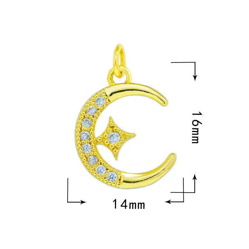 1 Piece 18*20.5mm 19*33mm Copper Zircon Star Moon Heart Shape Pendant