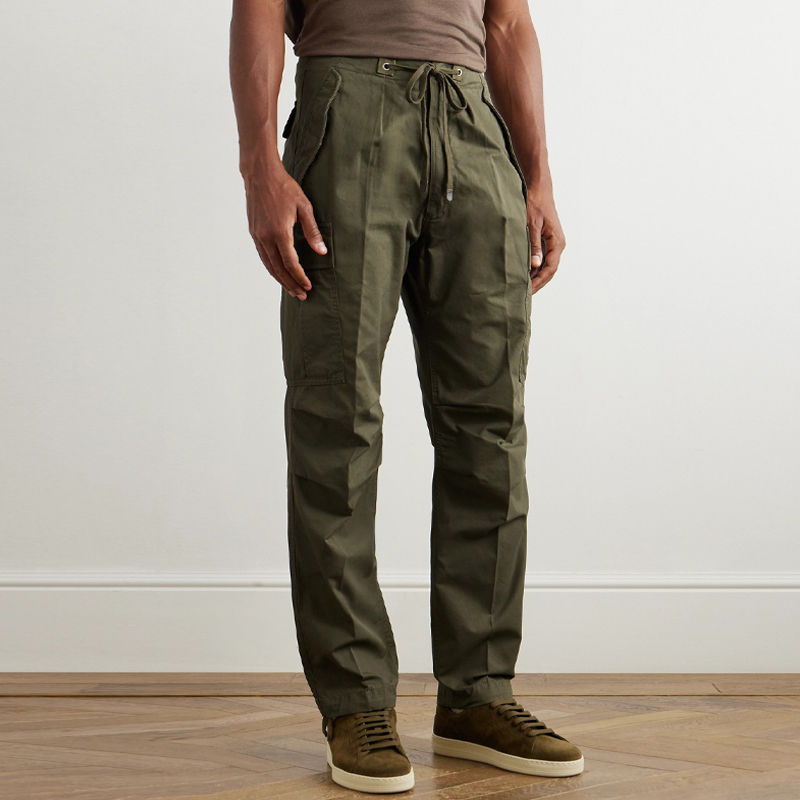 Vintage Olive Green Straight Wide Leg Cargo Pants