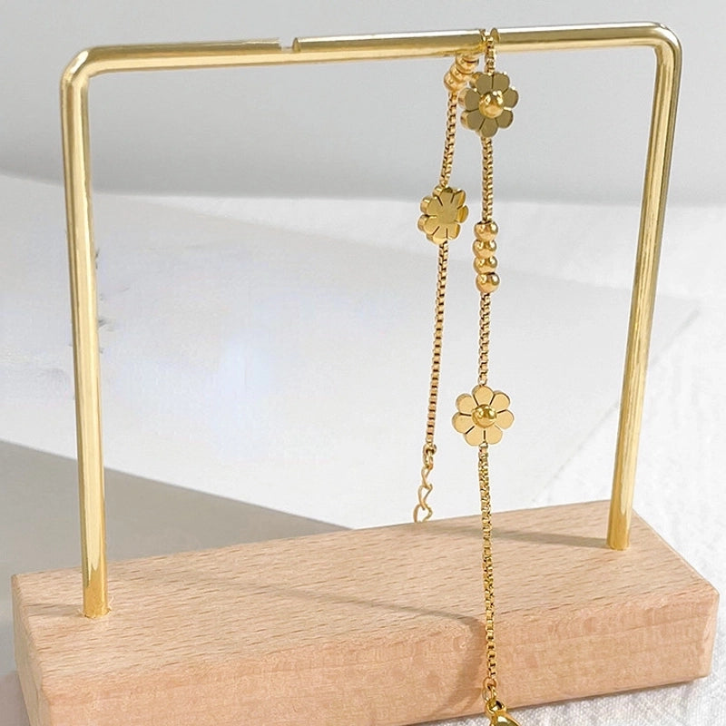 Minimalist Classic Style Flower 304 Stainless Steel Bracelets In Bulk