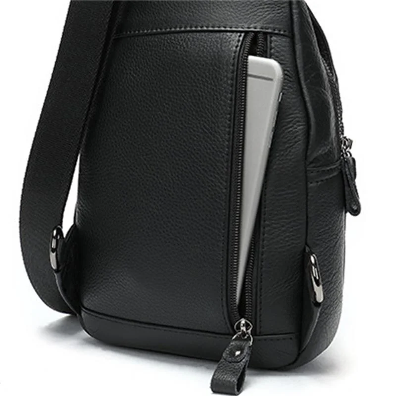 Retro Men's Leather Chest Bag Casual Sports Crossbody Bag