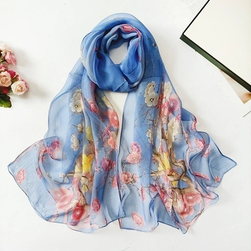 Women’s Sweet Flower Georgette Silk Scarves