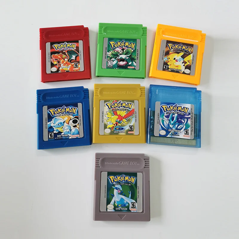 Pokemon Red/Green/Yellow/Blue/Gold/Gray/Crystal GBC Games For Gameboy Color