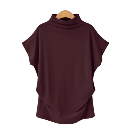 Women's Autumn Half Turtleneck Casual Short Sleeve T-Shirt