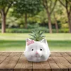[US Local Warehouse] Cat Ceramic Succulent Pot Bonsai Container Resin with Drain Hole for Home Office