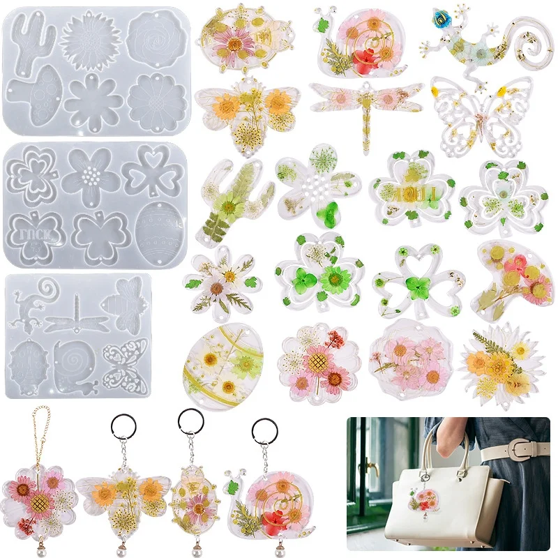 Plant Insect Shape Keychain Hangtag Resin Mold