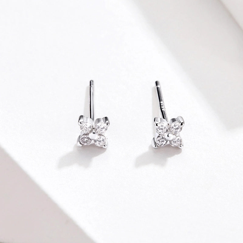 1 Pair 925 Sterling Silver Flower Ear Studs