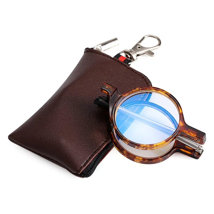 Portable for Women & Men Compact Mini Reading Glasses Readers with Keychain Case Presbyopia Eyeglasses