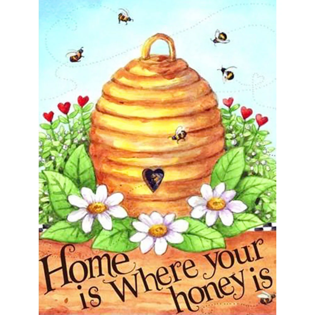 Full Round Diamond Painting 30*40cm - Hard-Working Bees Harvest A Bountiful Harvest