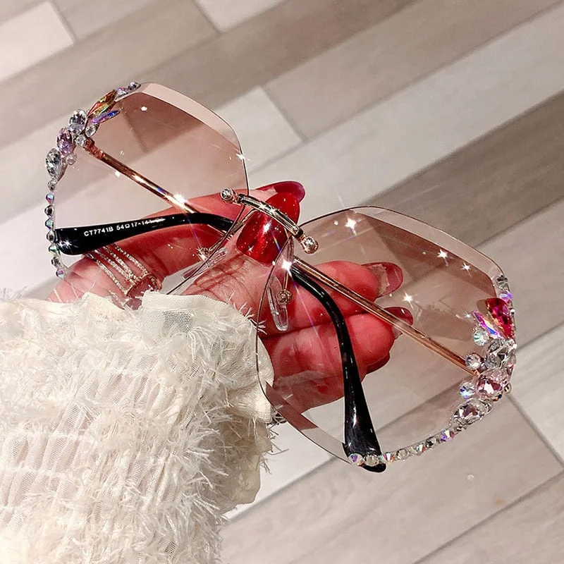 Luxury Fashion Diamond Rimless glasses