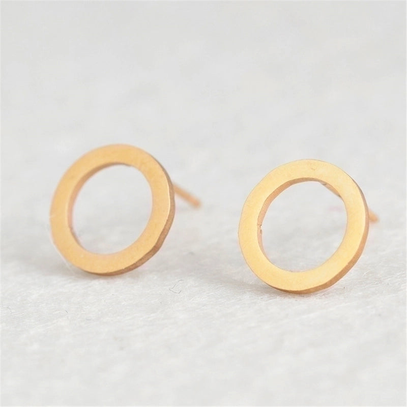 Simple Hollow Round Stainless Steel Earrings