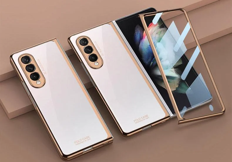 2022 New Double Sided Tempered Transparent Glass Fold4 Phone Case