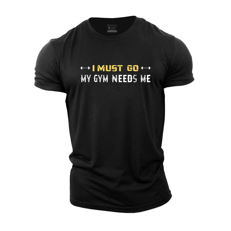 Cotton I Must Go Graphic Workout Men's T-shirts tacday