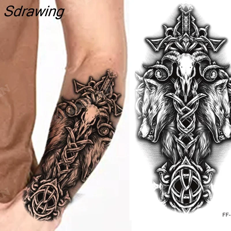 Sdrawing New Waterproof Temporary Tattoo Sticker Lion King Tiger Wolf Forest Mechanical Wild Boat Men Body Art Arm Fake Tatoo Women 328-0