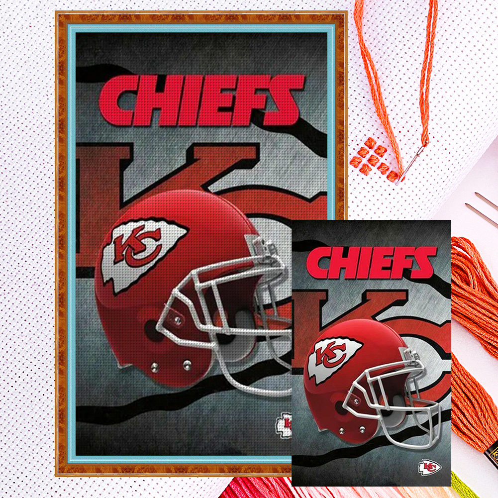 Nfl Kansas City Chiefs Full 14CT Counted Canvas(35*55cm) Cross Stitch