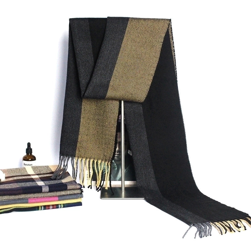 New Autumn And Winter Imitation Cashmere Student Men’s Business Casual Brushed Thick British Plaid Scarf Long Men’s Scarf