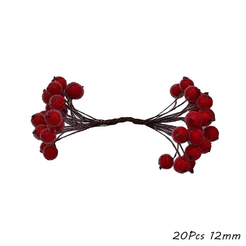 Red Theme Artificial Flower Cherry Stamen Berries Bundle DIY Christmas Decoration Wedding Cake Gift Box Wreaths Xmas Decor
