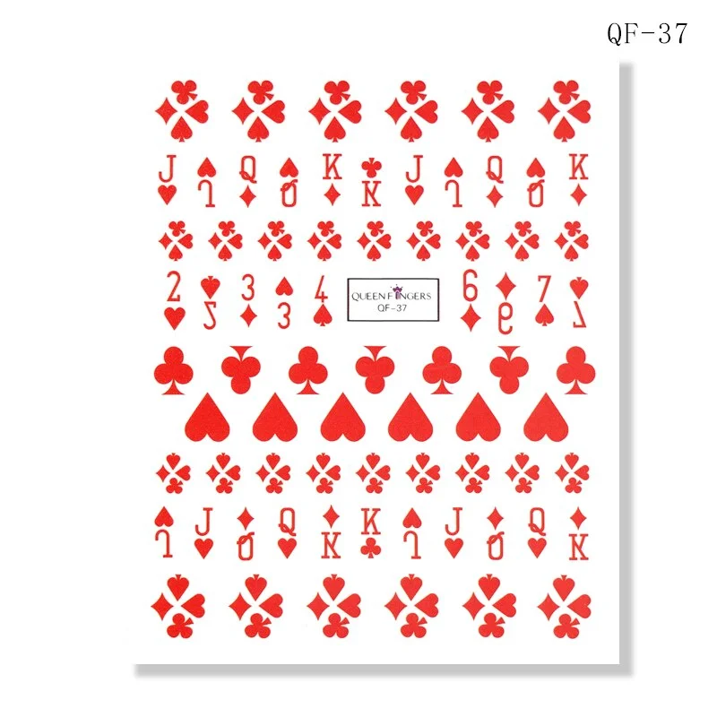 1 Pcs 13x8.7cm Colorful Playing Card Nail Sticker 3D Square Plum Blossom Full Color DIY Nail Decals Nail Slider Art Deco