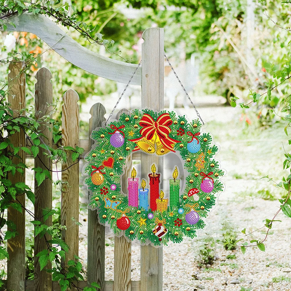DIY Diamond Painting Art Hanging Wreath - Candle