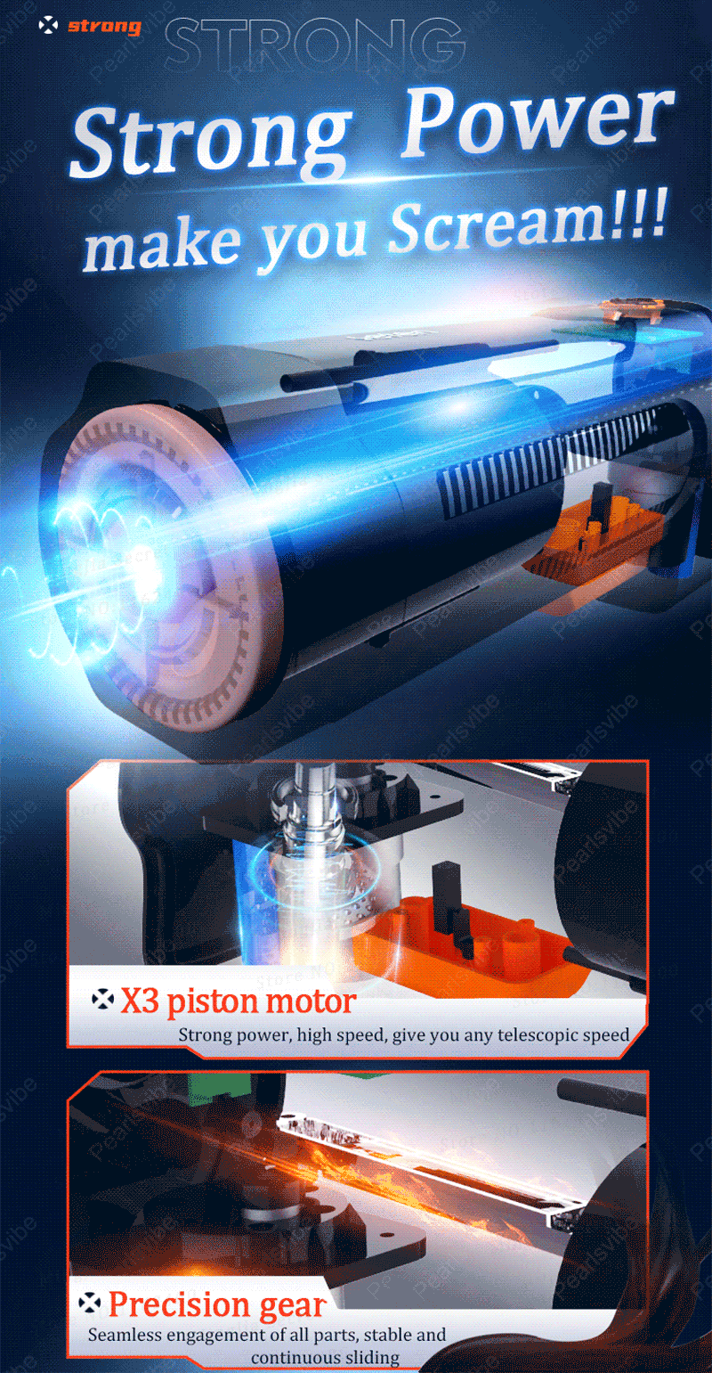 Pearlsvibe Gun King 10 Frequency Telescopic Piston Masturbation Cup