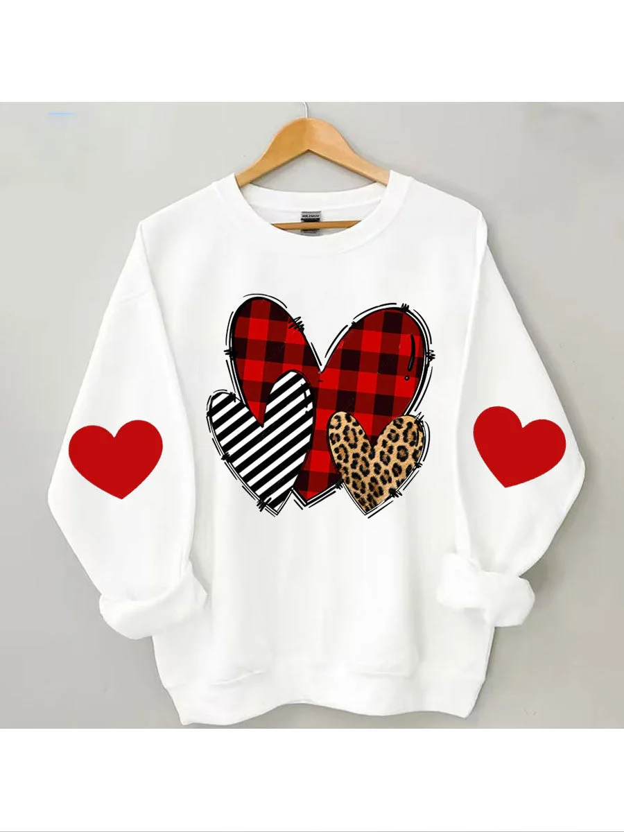 Buffalo Plaid Leopard Heart Sweatshirt