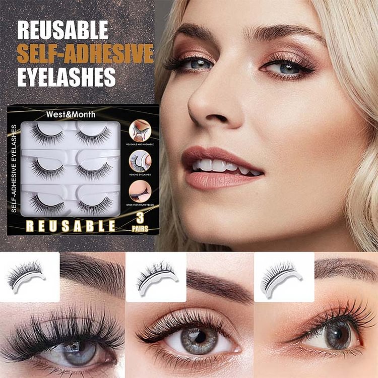 🔥Hot Sale🔥Self-adhesive Smooth False Eyelashes(3 pairs)（40%OFF）